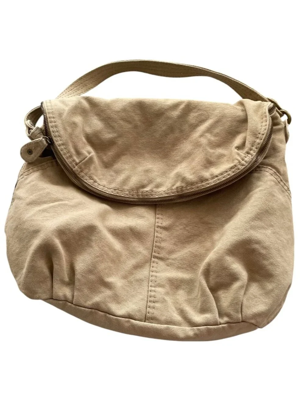 Vintage Y2K Old Navy Canvas Hobo Shoulder Bag Purse Tan Slouchy